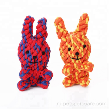 Хлопковая веревка жевать игрушки с трудной формой кролика животных